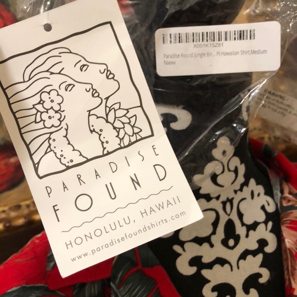 Paradise Found Hawaii Classic button-down tropical short sleeve, front pocket - Picture 9 of 12